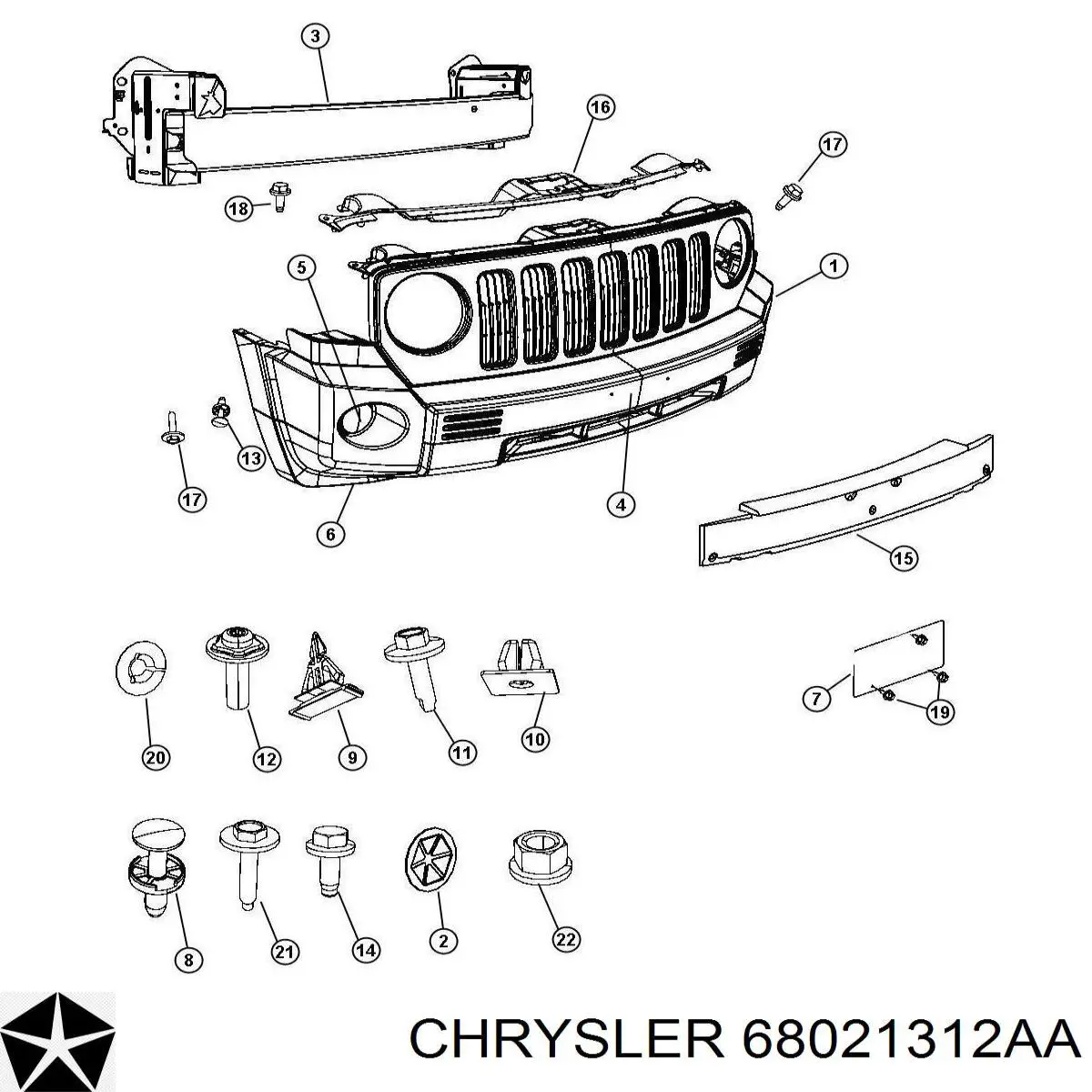 68021312AA Chrysler Бампер передний в сборе