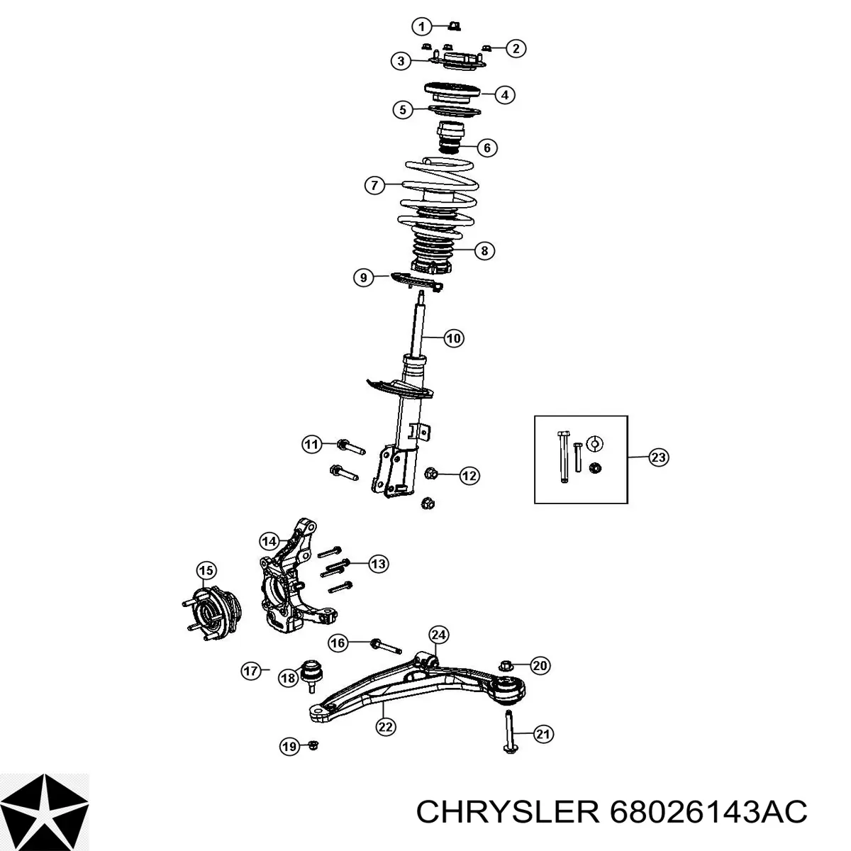 Амортизатор передней подвески левой Chrysler 68026143AC цена, от 56.00 USD