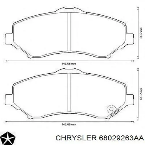 68029263AA Chrysler Колодки передние