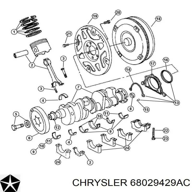 Шатунные вкладыши коленчатого вала Chrysler 68029429AC цена, от 16.01 USD