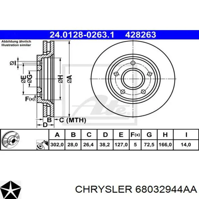 Купить 68032944AA Chrysler Ротор тормозной