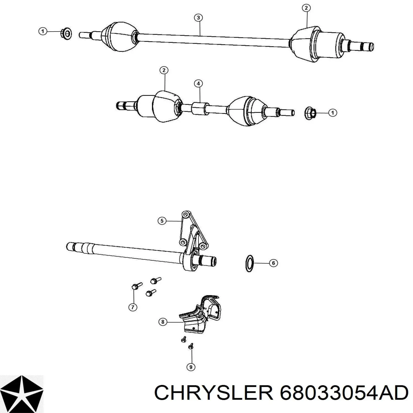 68033054AD Chrysler Приводной вал промежуточный