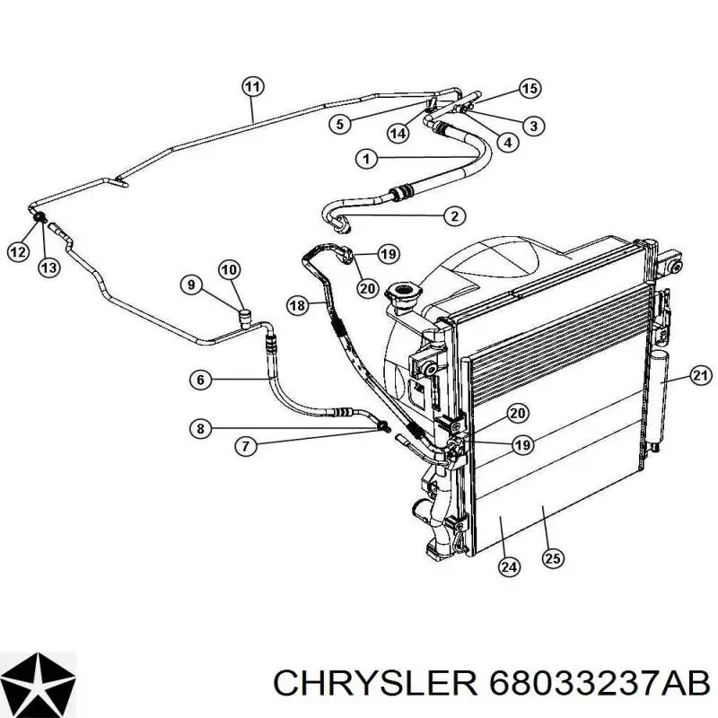 68033237AB Chrysler радиатор кондиционера