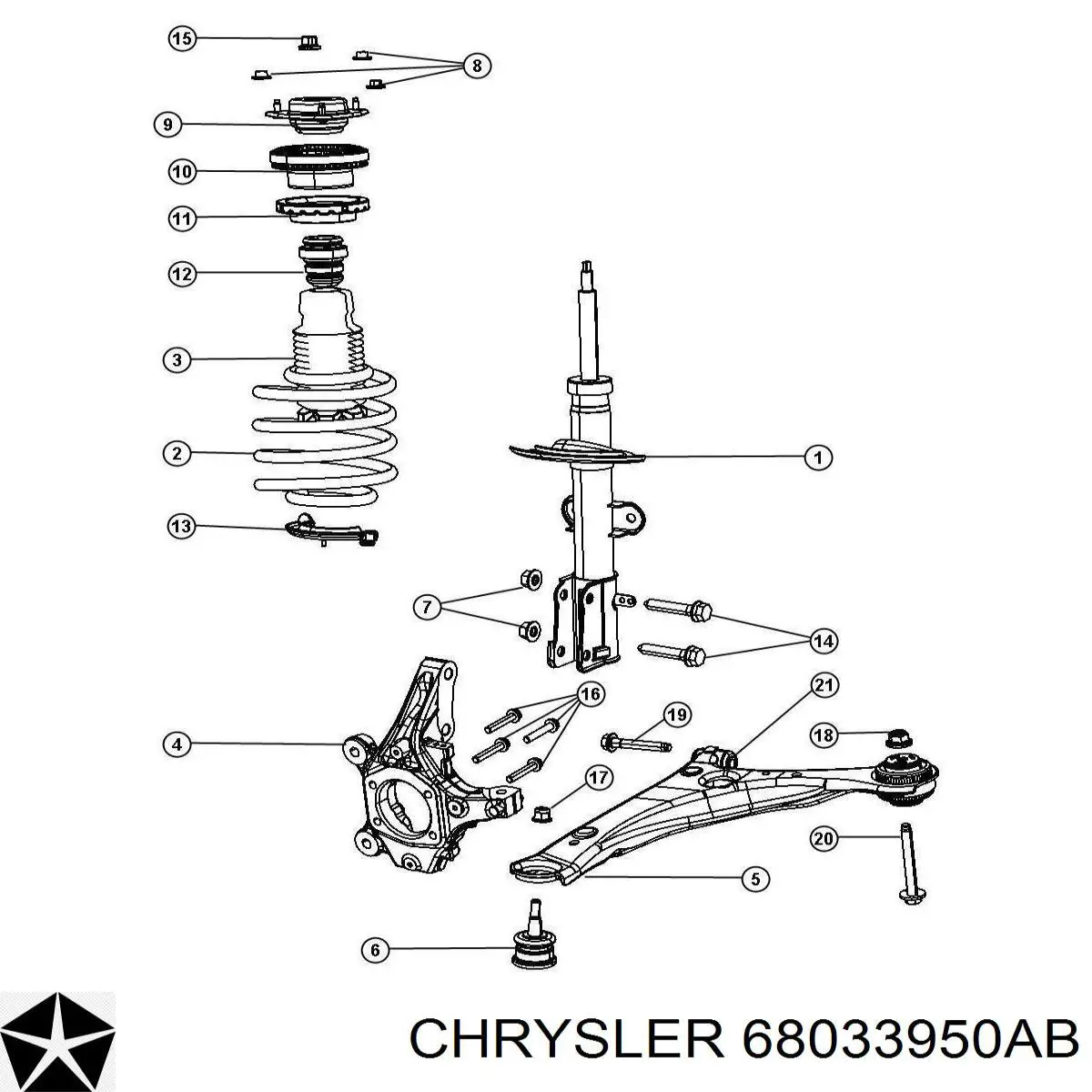 68033950AB Chrysler amortecedor dianteiro