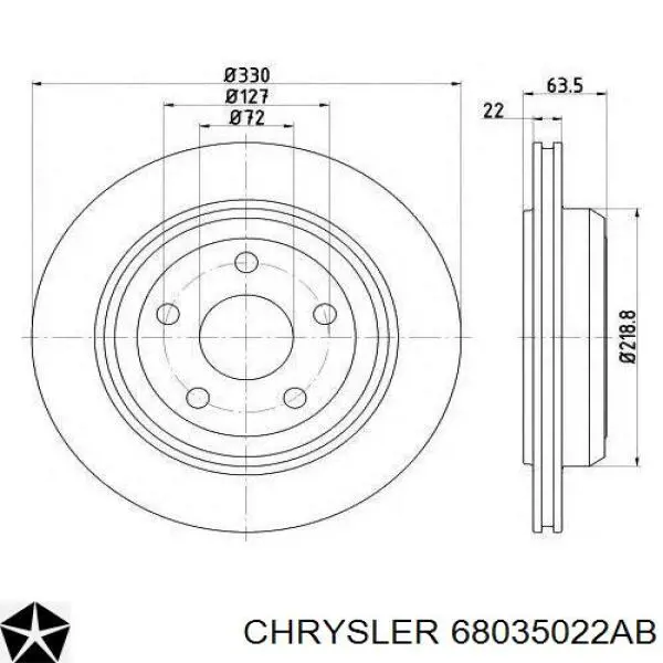 Купить 68035022AB Chrysler Диск тормозной задний