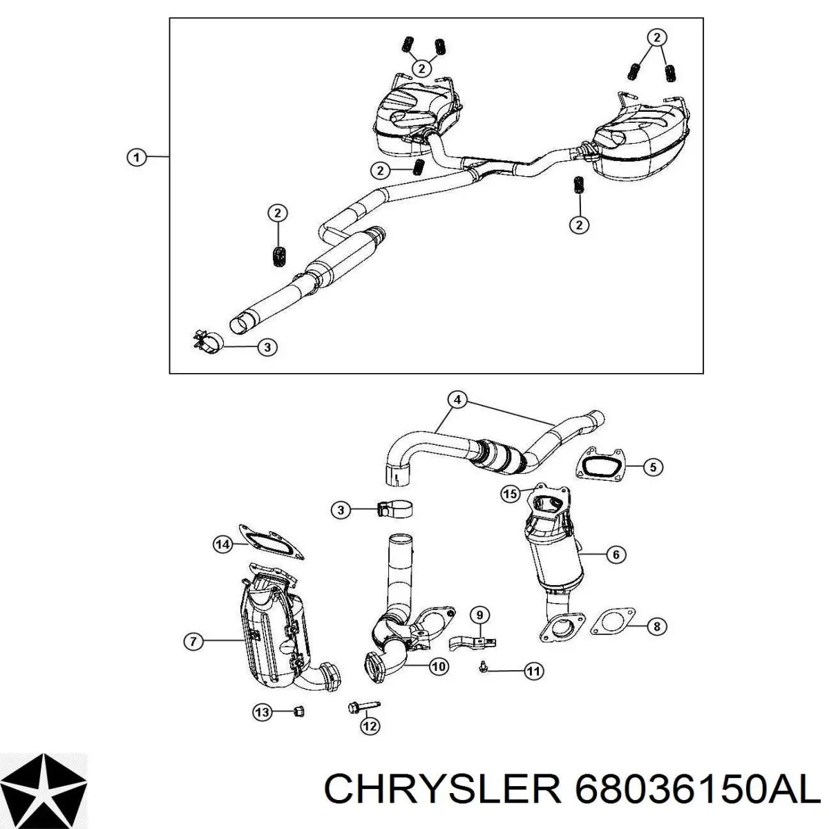 68036150AI Chrysler конвертор - катализатор правый