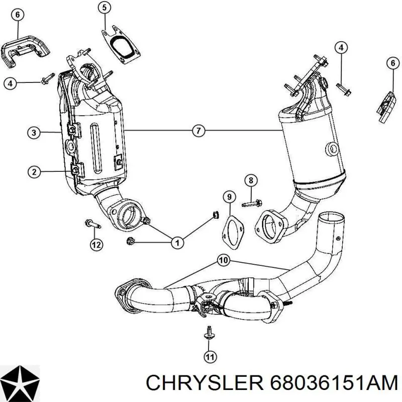 68036151AM Chrysler конвертор - катализатор левый
