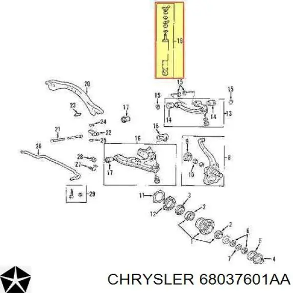 Цапфа передняя левая 68037601AA Chrysler