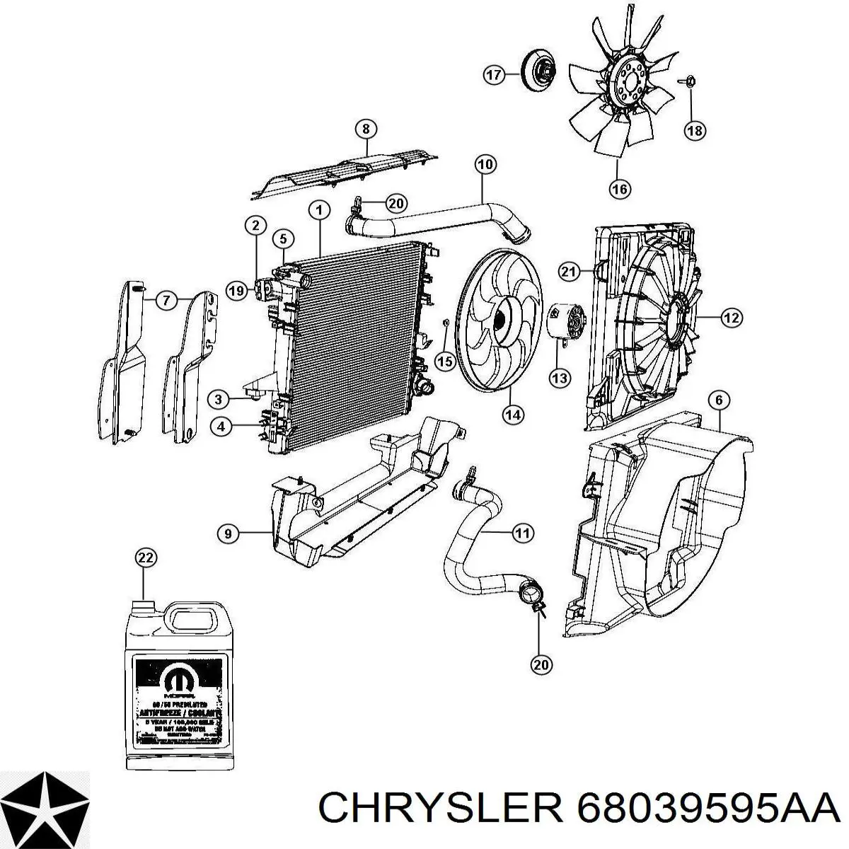 68039595AA Chrysler Крыльчатка радиатора охлаждения