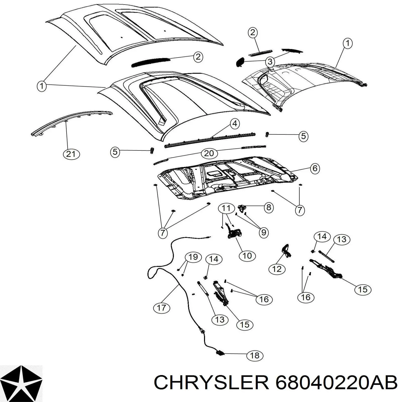 68040220AB Chrysler уплотнитель капота