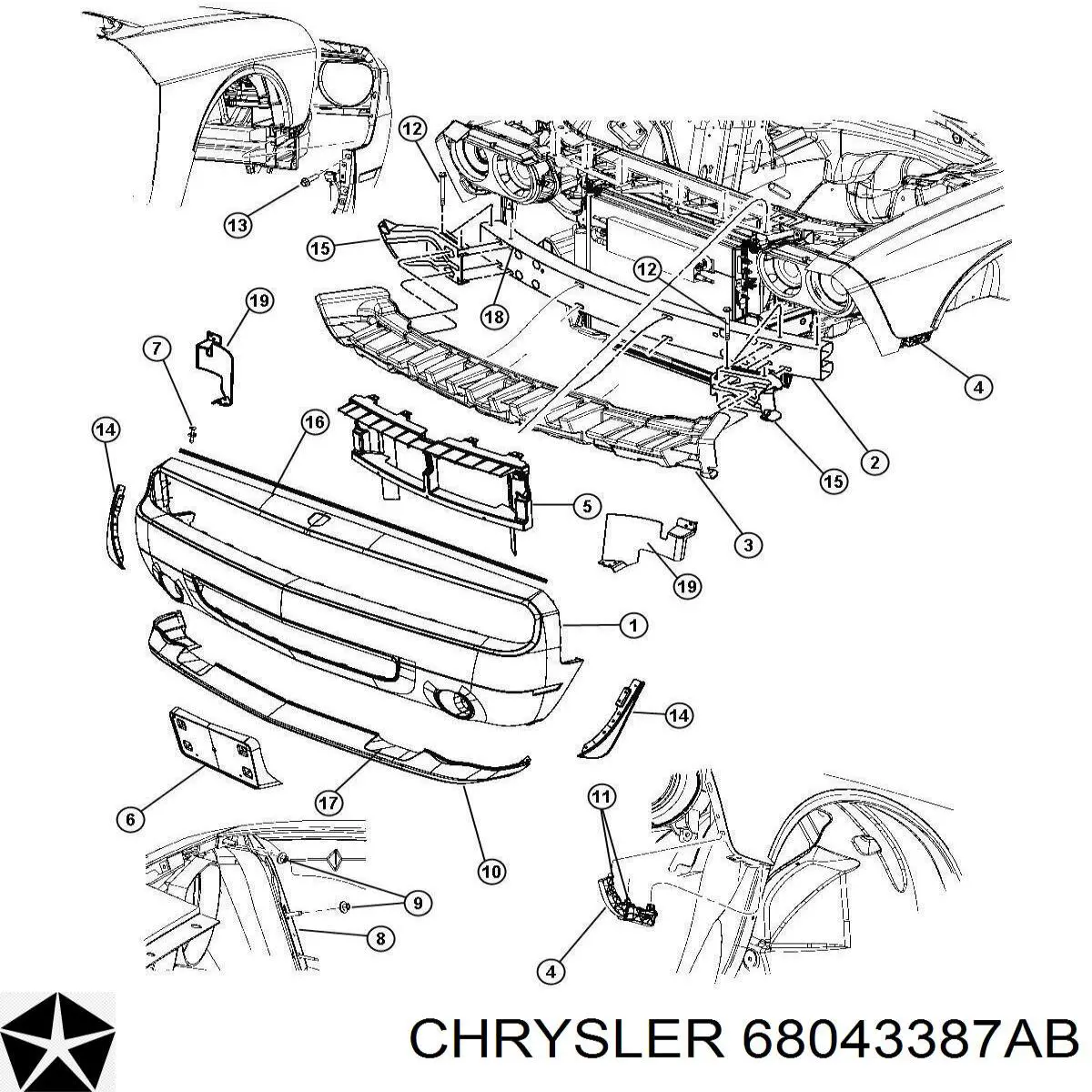 68043387AA Chrysler передний бампер