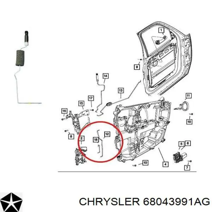 68043991AG Chrysler amortecedor dianteiro esquerdo