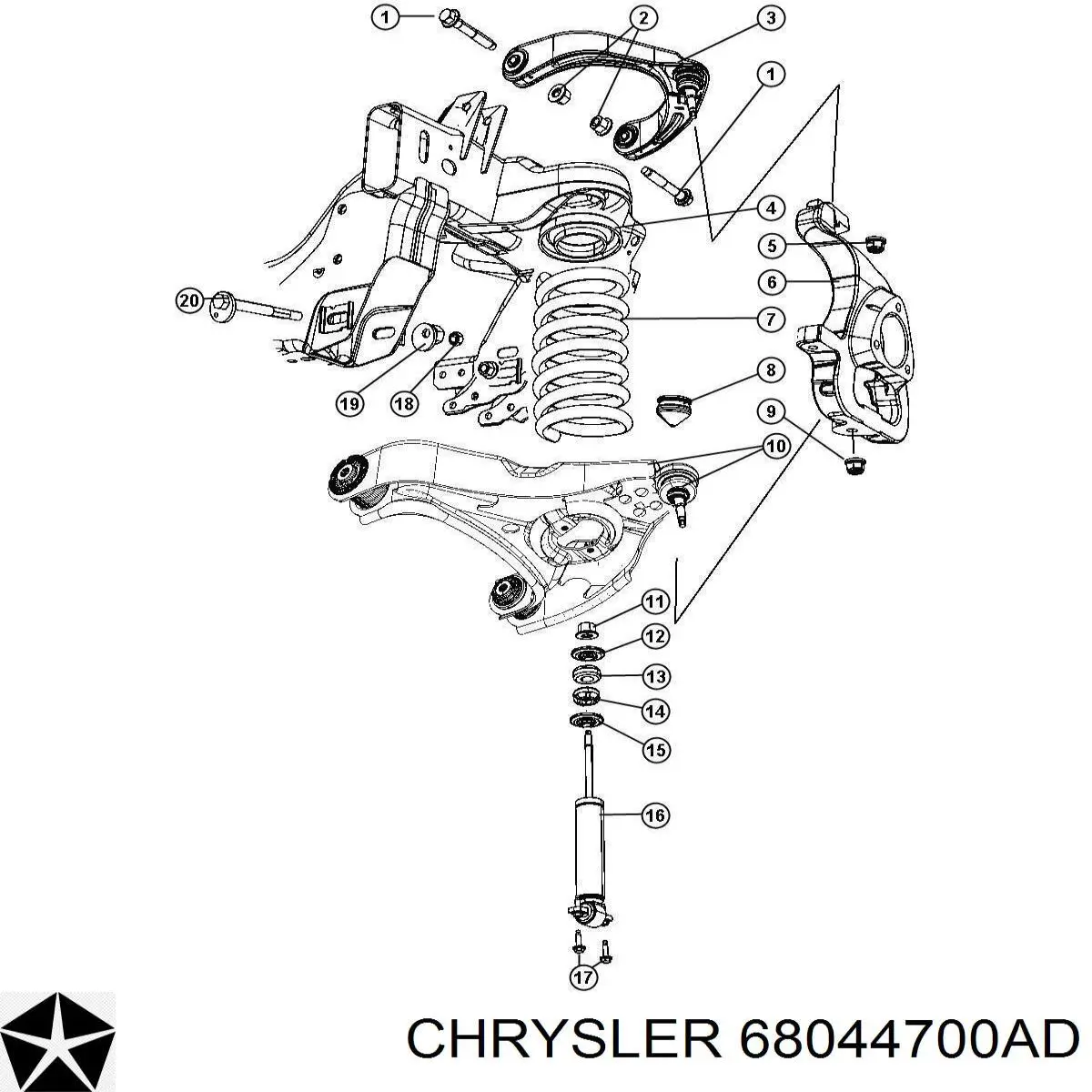 68044700AD Chrysler цапфа (поворотный кулак передний правый)
