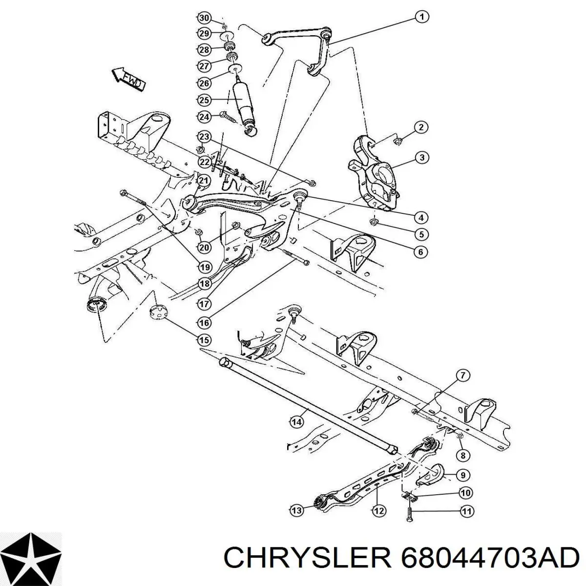 Цапфа (поворотный кулак) передний левый Chrysler 68044703AA цена, от 229.44 USD