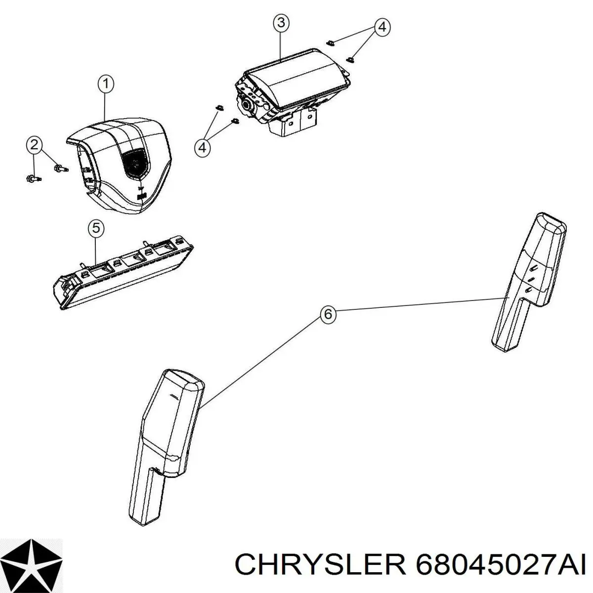 68045027AI Chrysler подушка безопасности (airbag пассажирская)