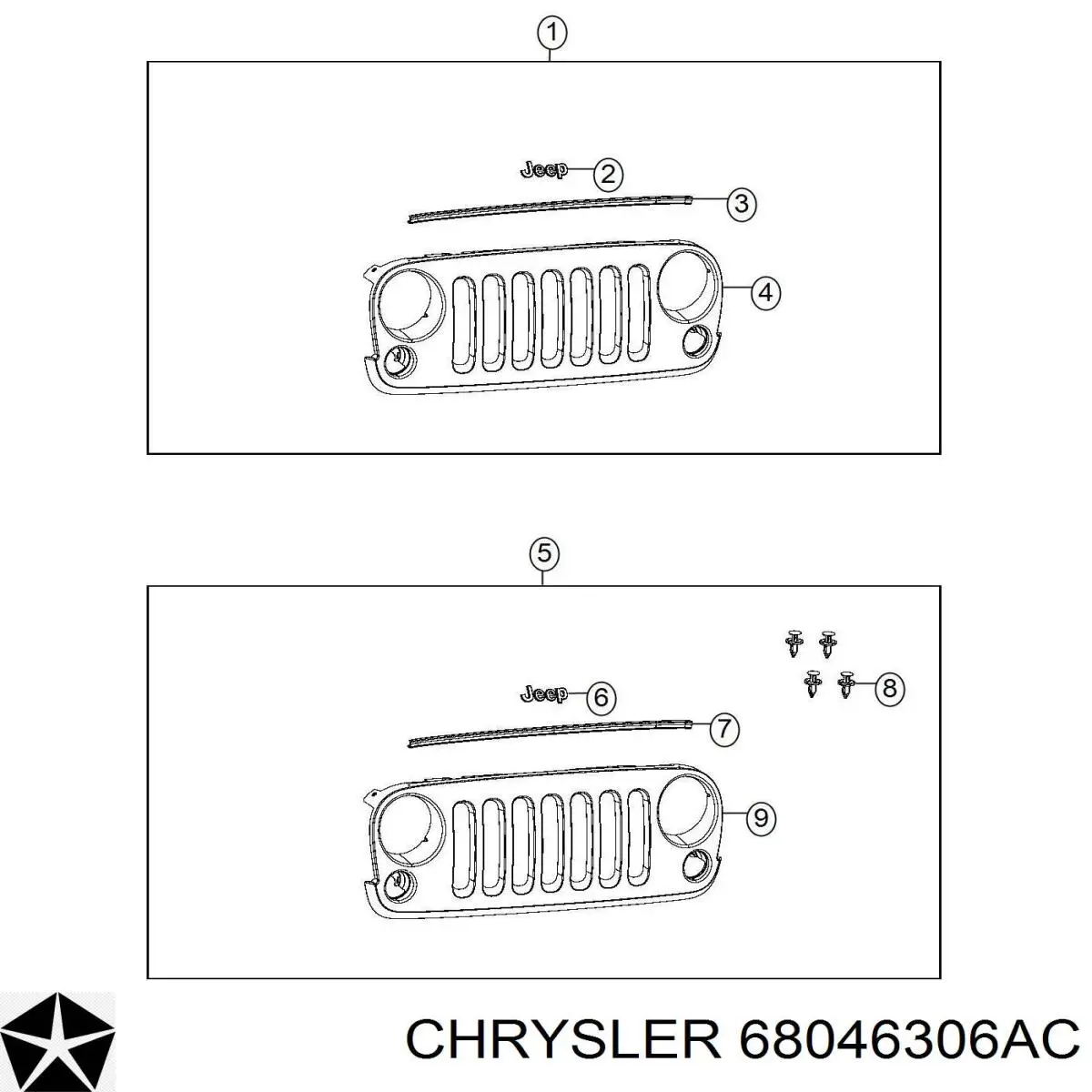 68046306AC Chrysler Решетка радиатора