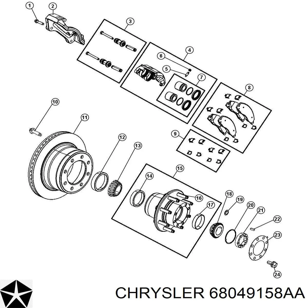 68049158AA Chrysler колодки тормозные задние дисковые