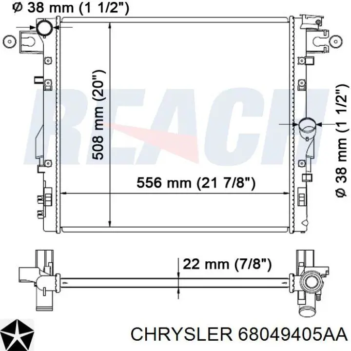 Радиатор 68049405AA Chrysler