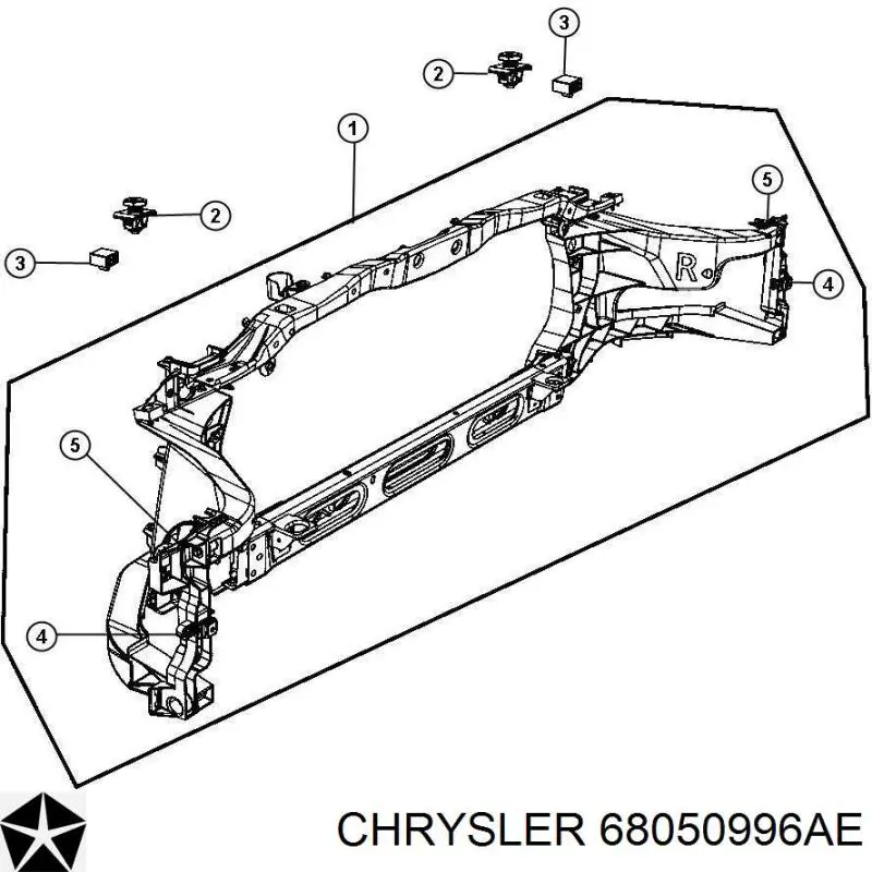 68050996AE Chrysler суппорт радиатора в сборе (монтажная панель крепления фар)