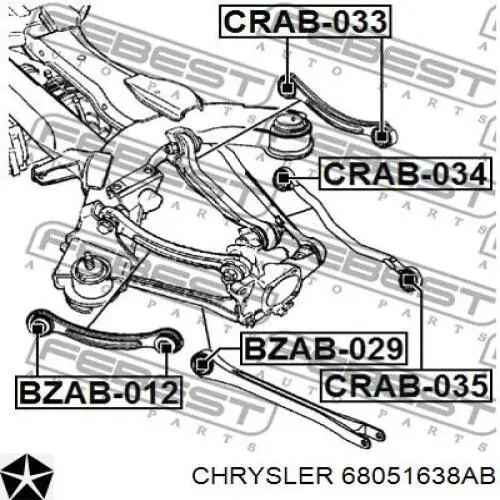 68051638AB Chrysler braço oscilante transversal direito de suspensão traseira
