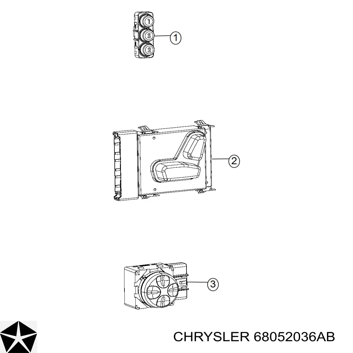 Блок кнопок механизма регулировки сиденья 68052036AB Chrysler