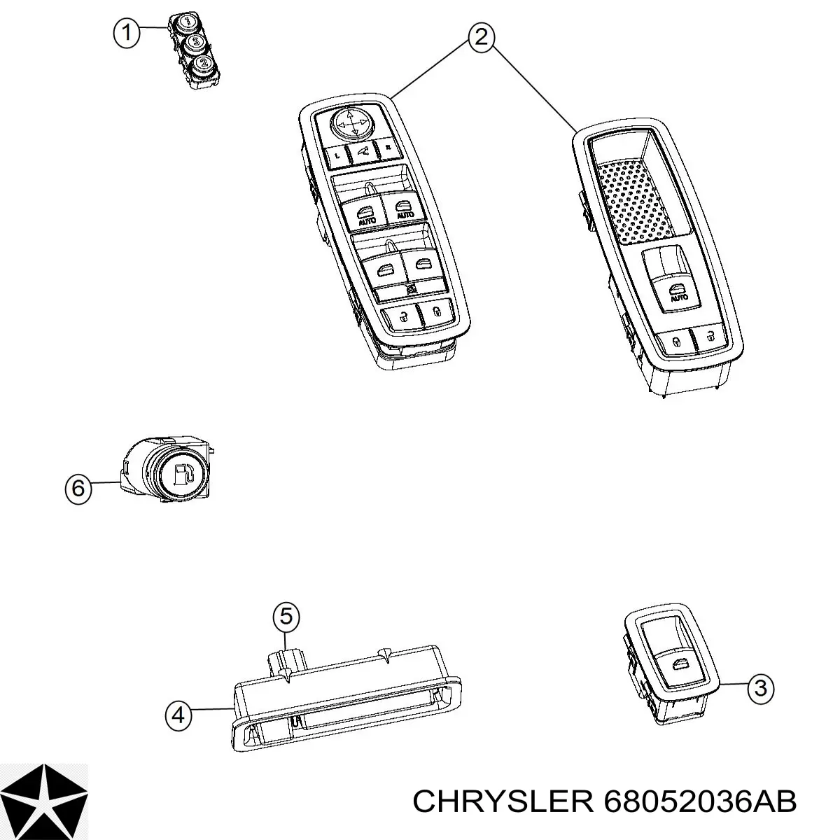 Блок кнопок механизма регулировки сиденья Chrysler 68052036AB цена, от 8.24 USD