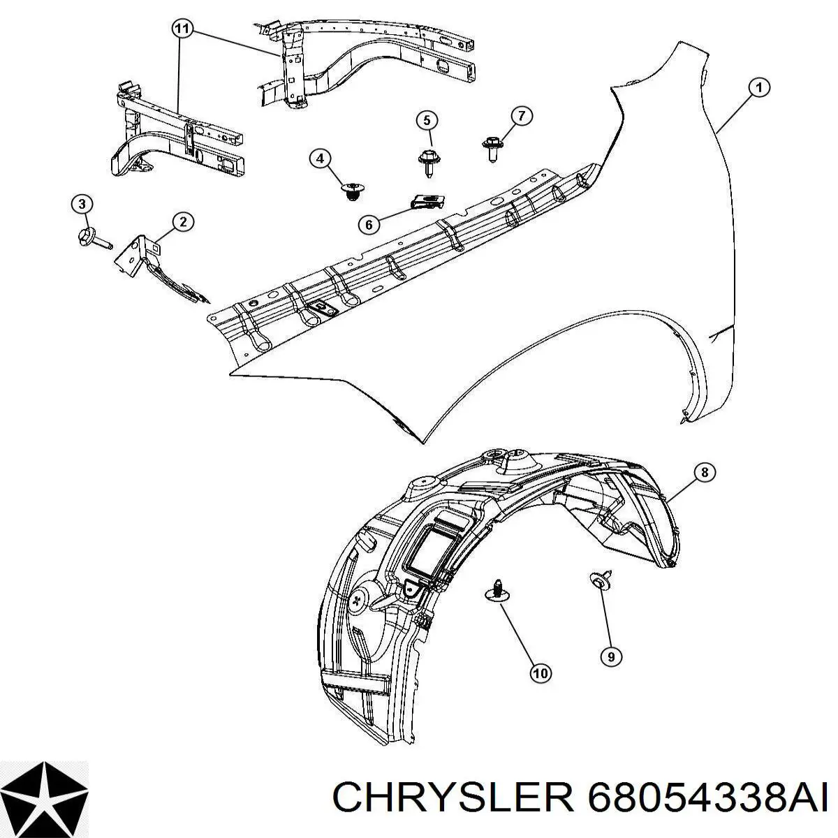 68054338AI Chrysler Переднее правое крыло