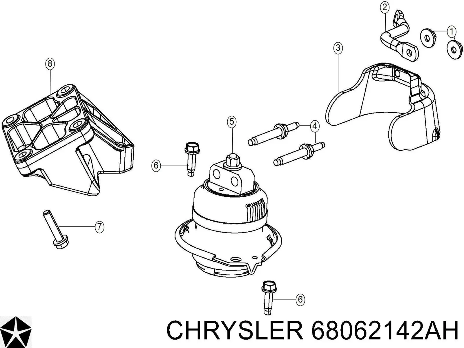 Подушка (опора) двигателя правая на Крайслер 300 SRT8 (Chrysler 300)