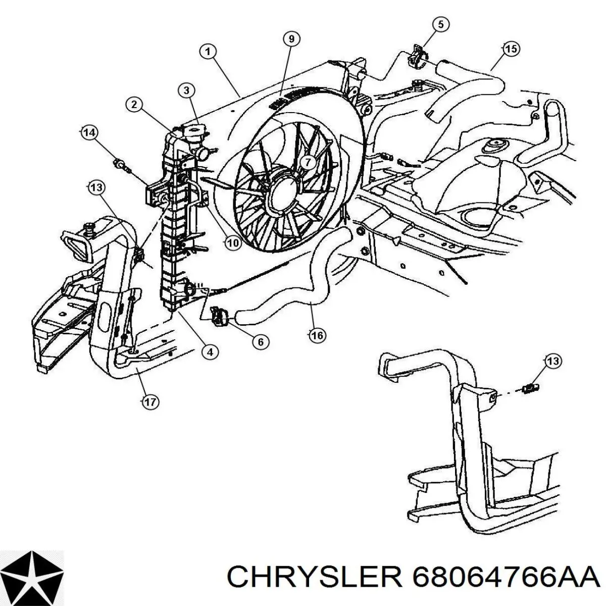68064766AA Chrysler вискомуфта (вязкостная муфта вентилятора охлаждения)