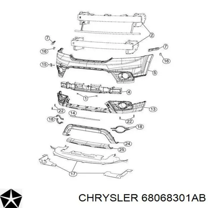 68068301AA Chrysler proteção do pára-choque dianteiro