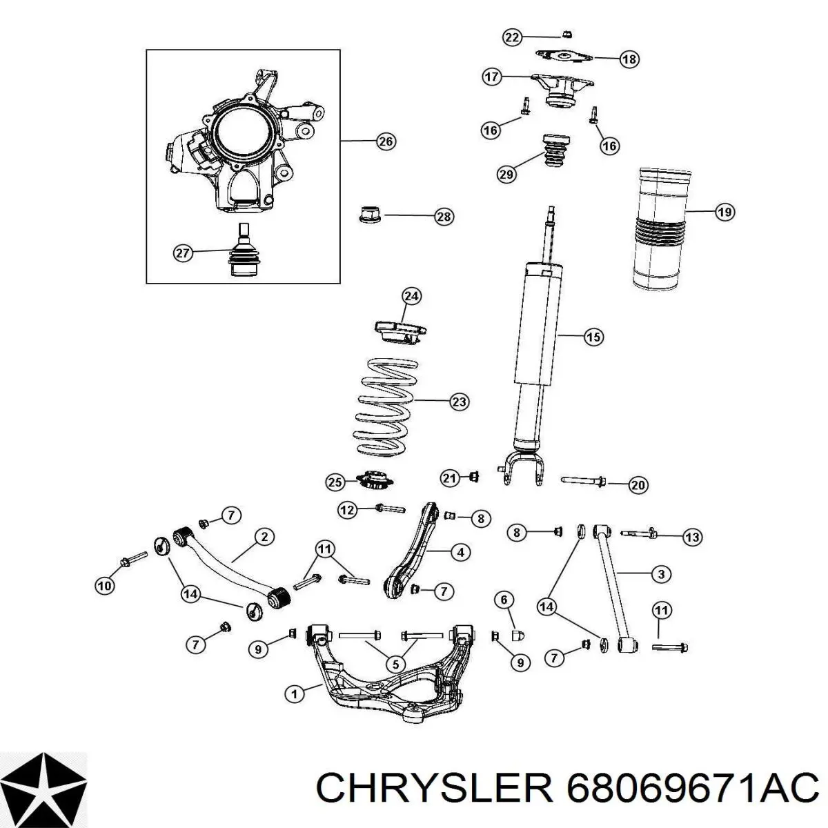 Купить 68069671AC Chrysler Амортизатор задней подвески
