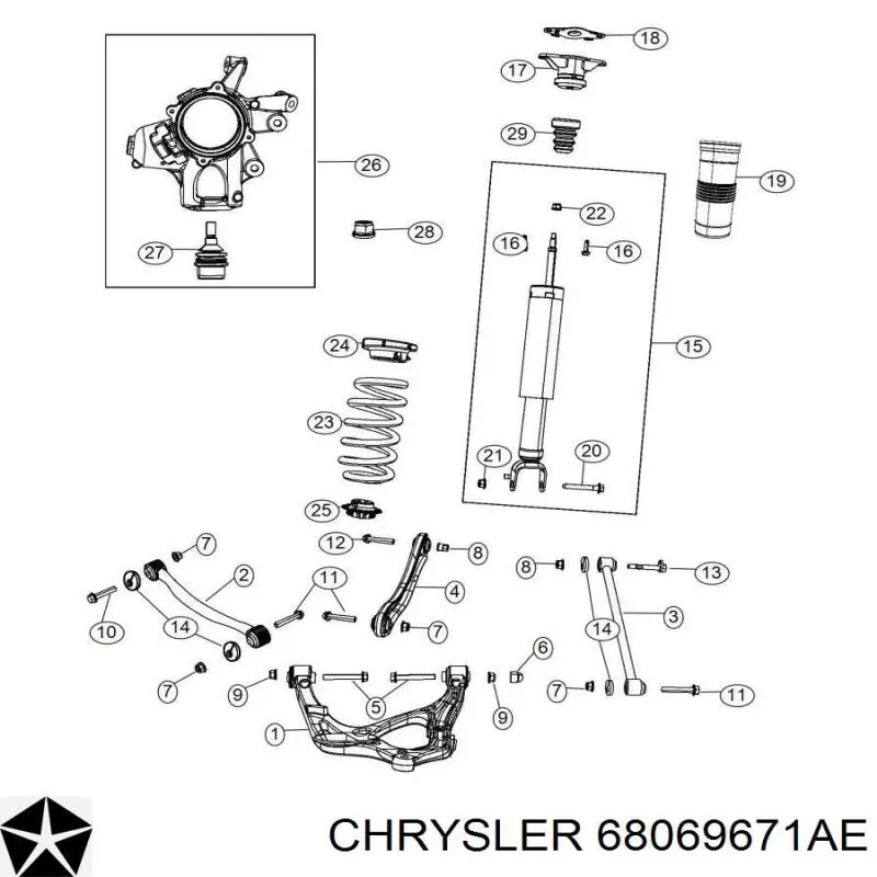 68069671AE Chrysler амортизатор задний