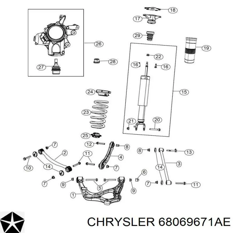 Амортизатор задний 68069671AE Chrysler