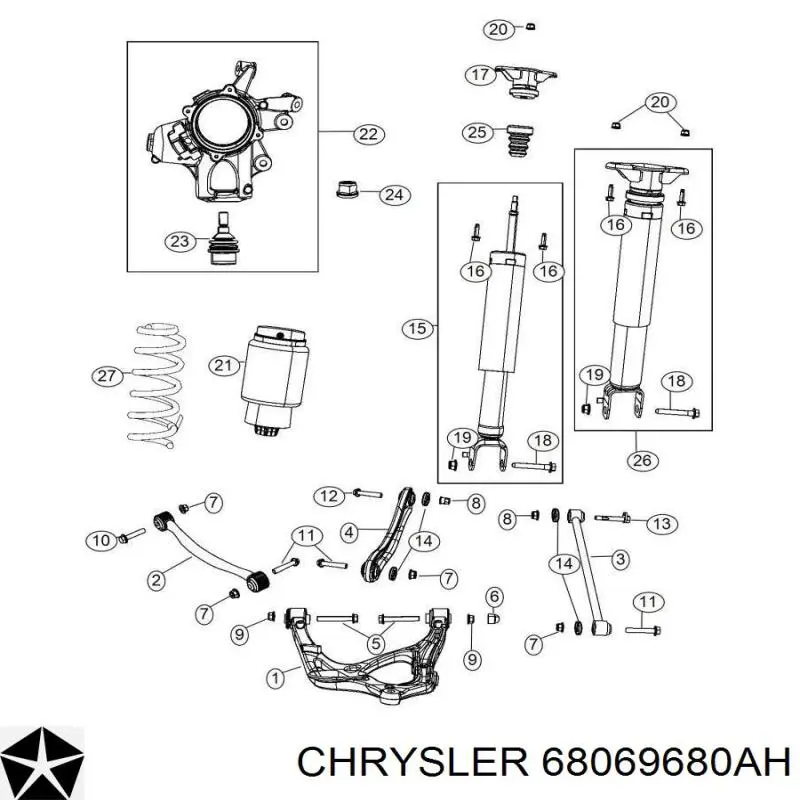 Купить 68069680AH Chrysler Амортизатор задней подвески