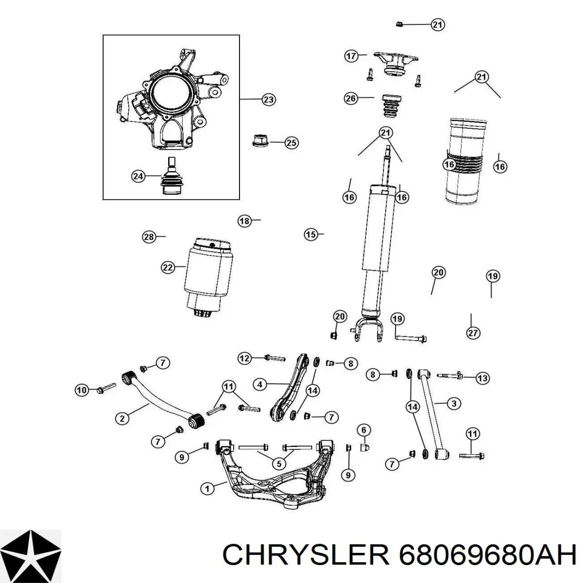 Амортизатор задний 68069680AH Chrysler