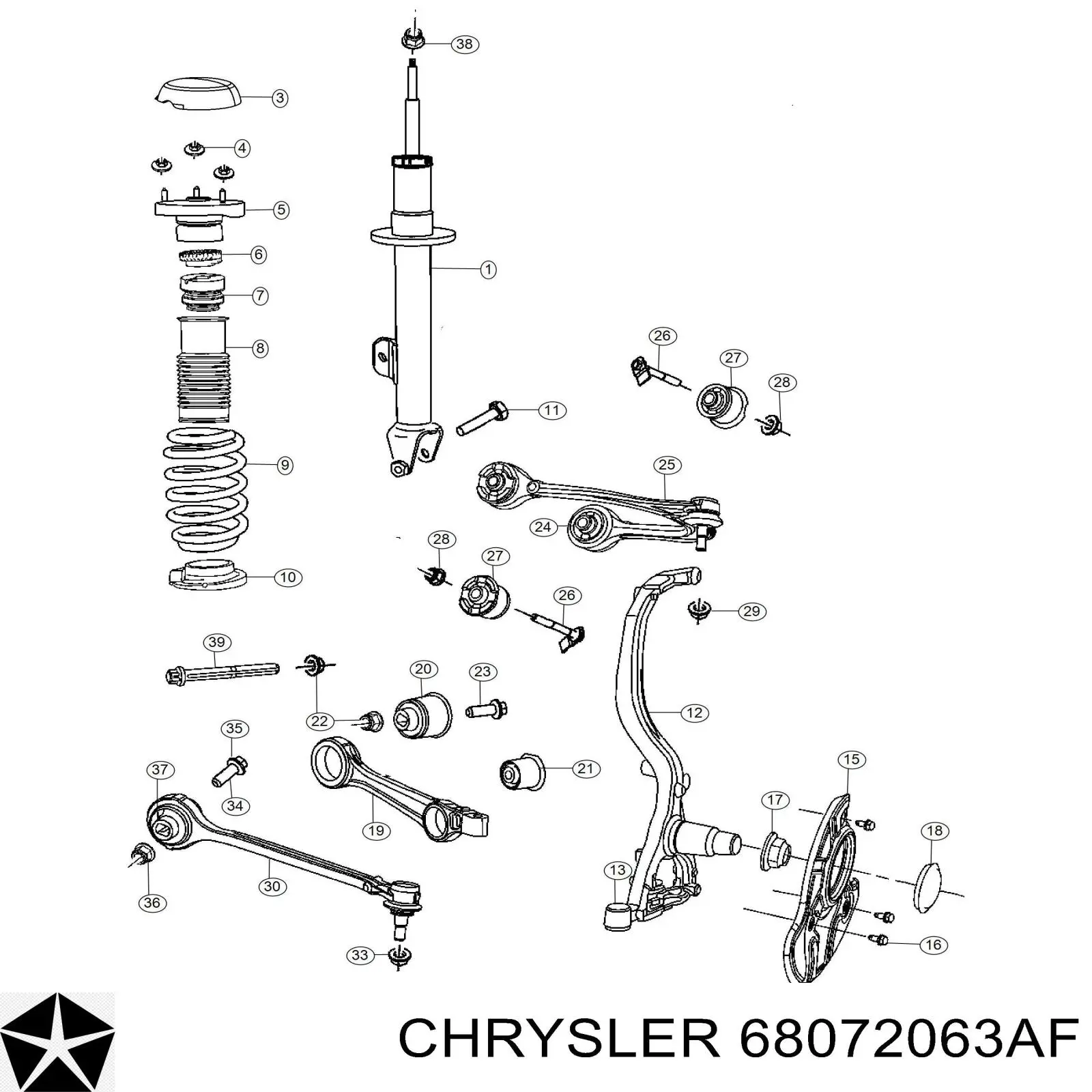 Амортизатор передний левый 68072063AF Chrysler