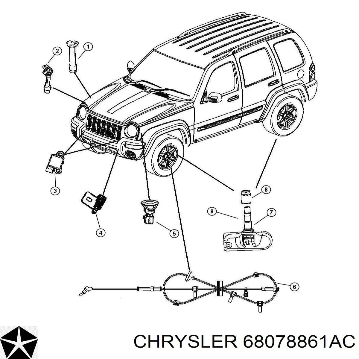 68078861AC Chrysler sensor de pressão de ar nos pneus