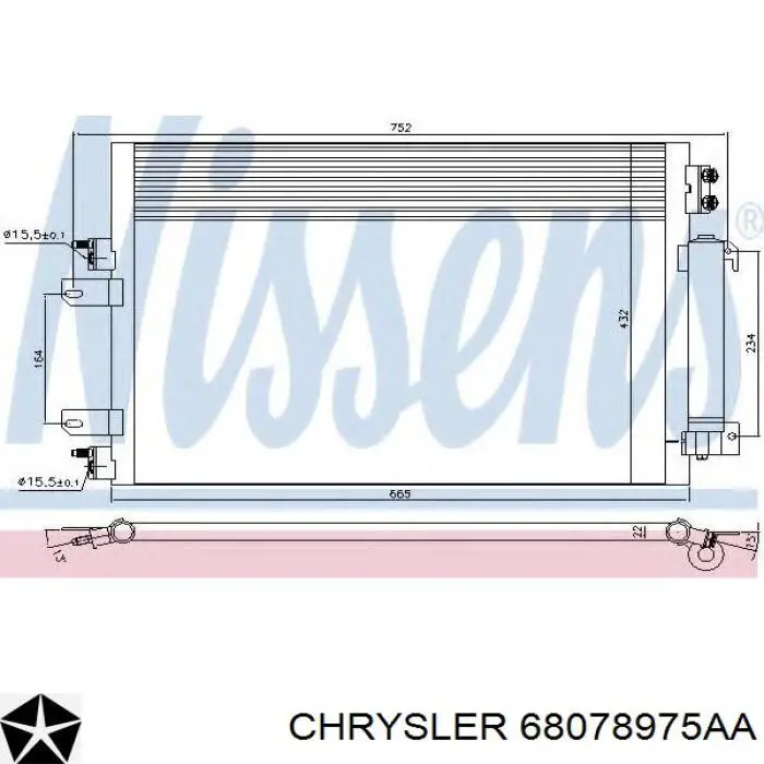 Радиатор кондиционера Chrysler 68078975AA