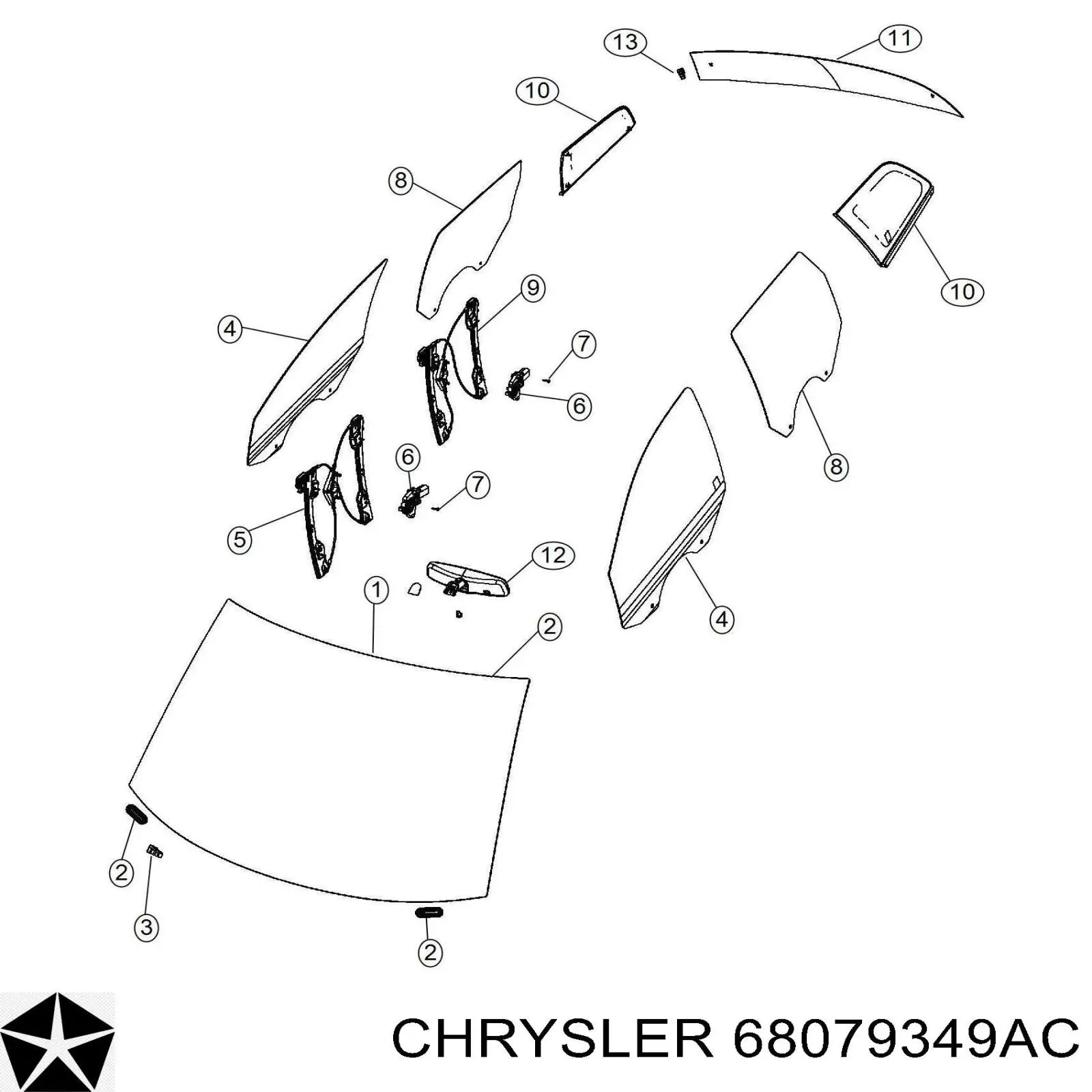 68079349AA Chrysler накладка (крышка кронштейна зеркала салона)