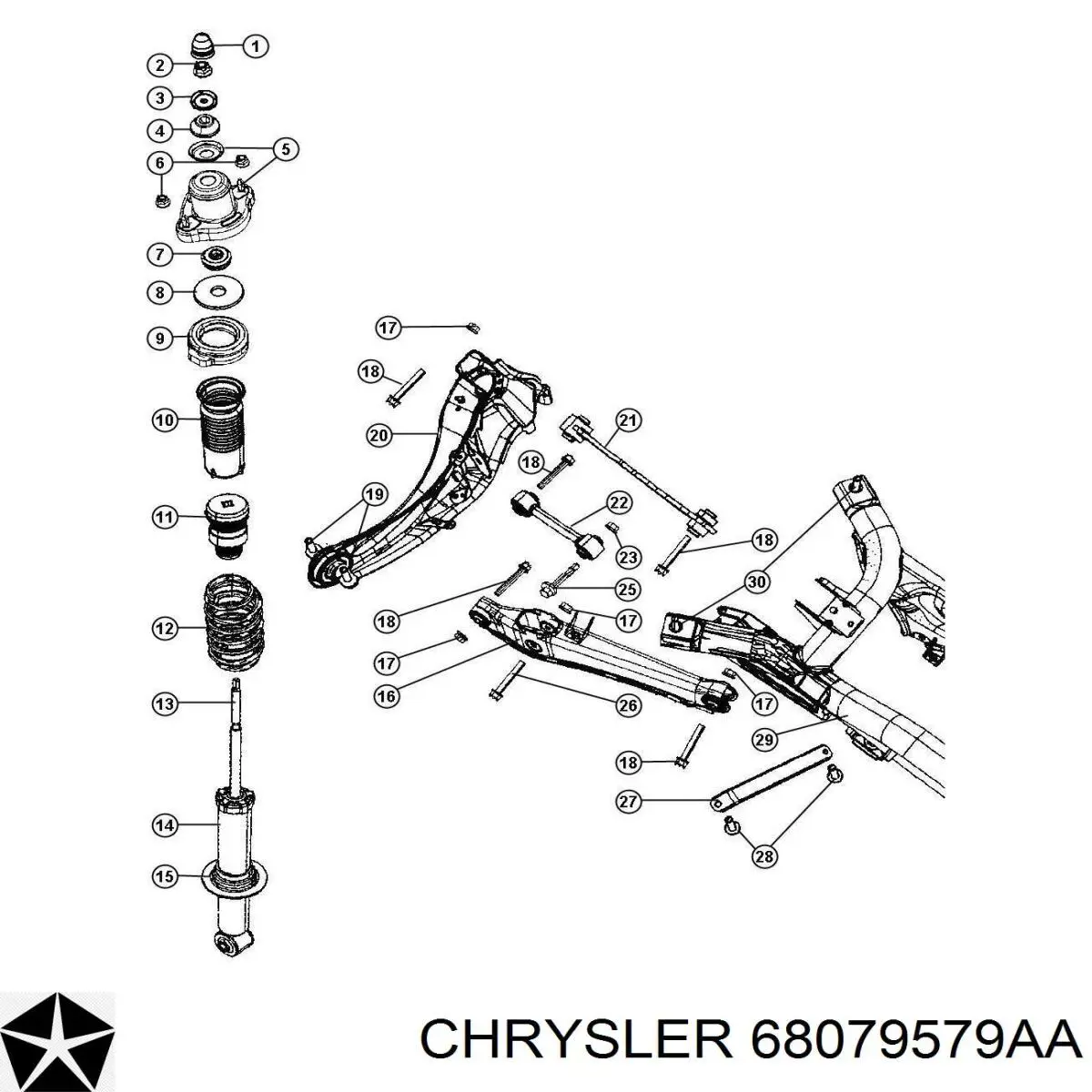 Купить 68079579AA Chrysler Втулка штока амортизатора заднего