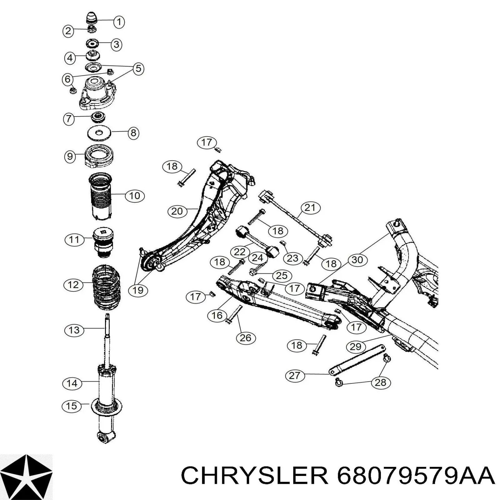 Втулка штока амортизатора заднего 5105879AA Chrysler