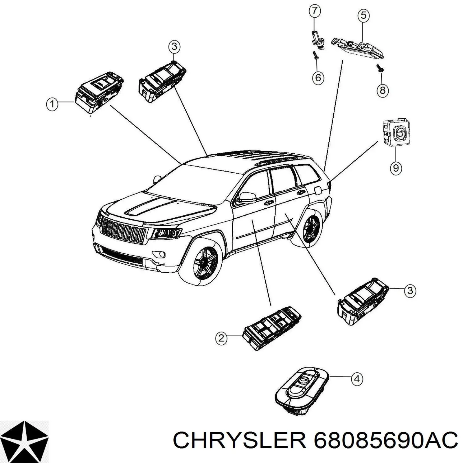 68085690AC Chrysler Кнопки заднего стеклоподъемника