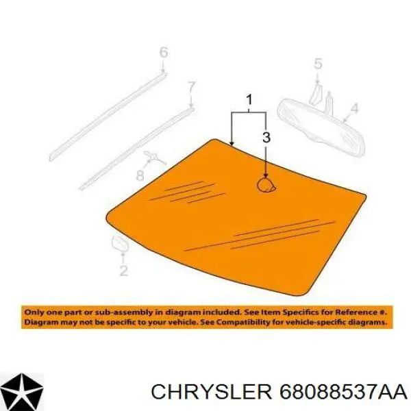 Лобовое стекло 68088537AA Chrysler