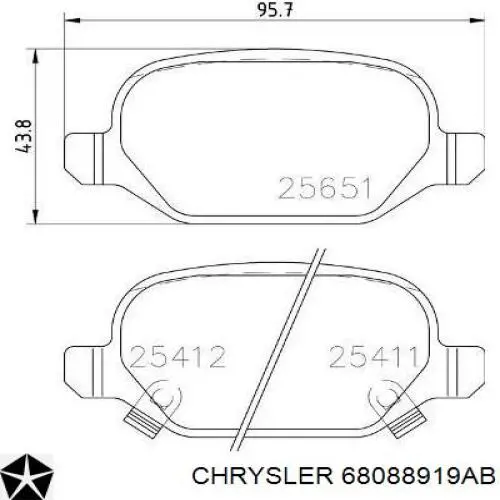 Задние тормозные колодки 68088919AB Chrysler