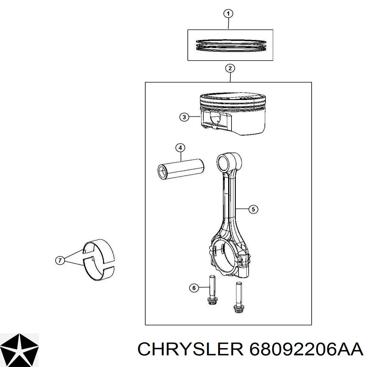 68092206AA Chrysler кольца поршневые на 1 цилиндр, std.