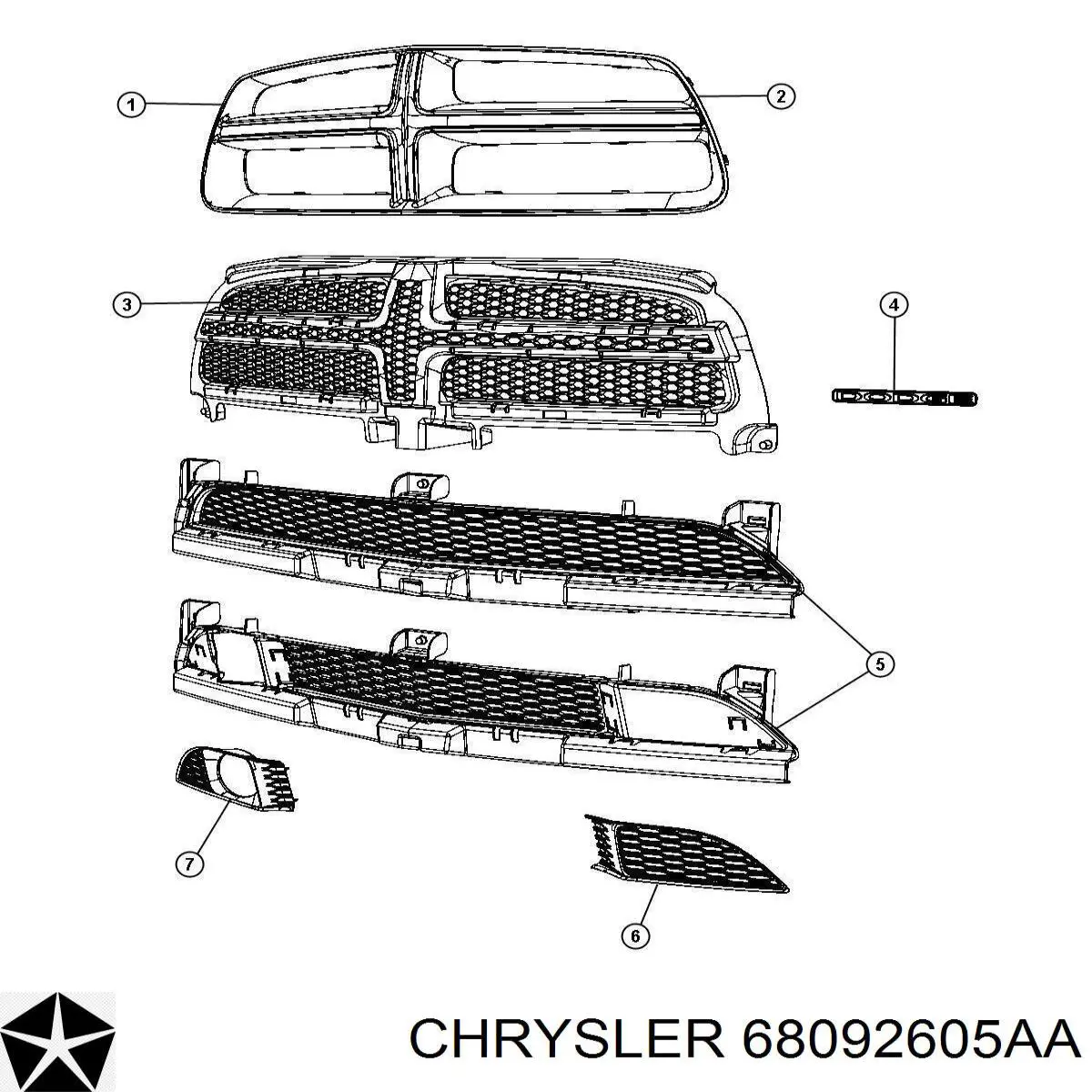 Решетка бампера переднего нижняя 68092605AA Market (OEM)