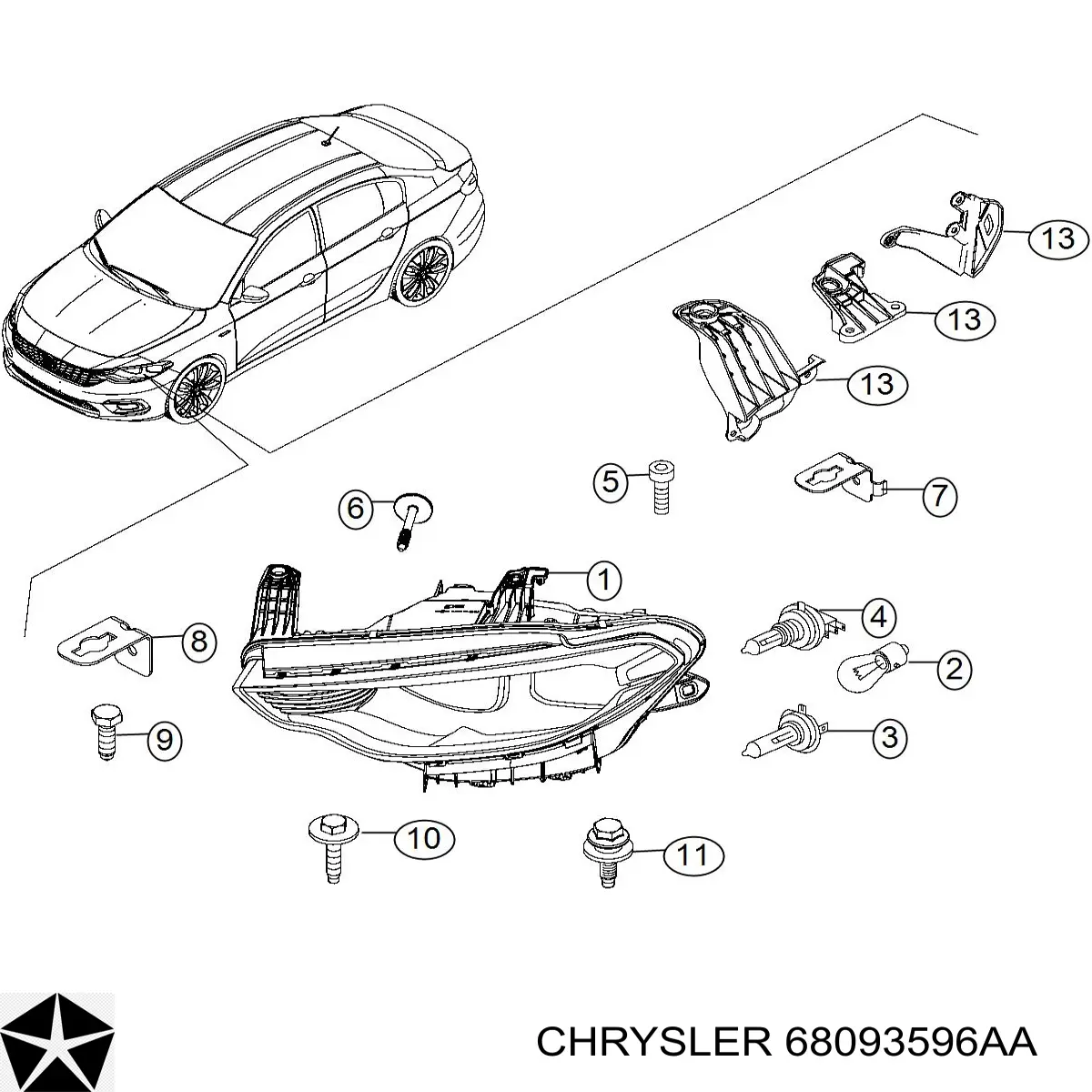 68093596AA Chrysler лампа 12в 21ват