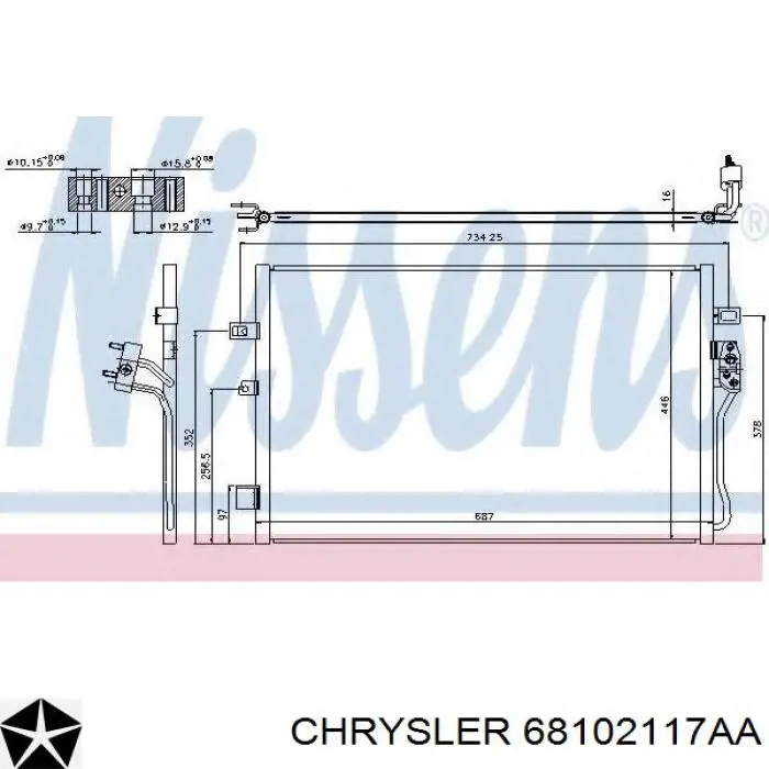 68102117AA Chrysler radiador de aparelho de ar condicionado