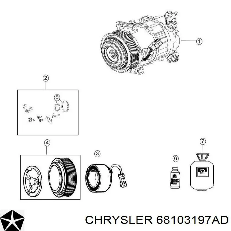 Купить 68103197AD Chrysler Компрессор климатической установки
