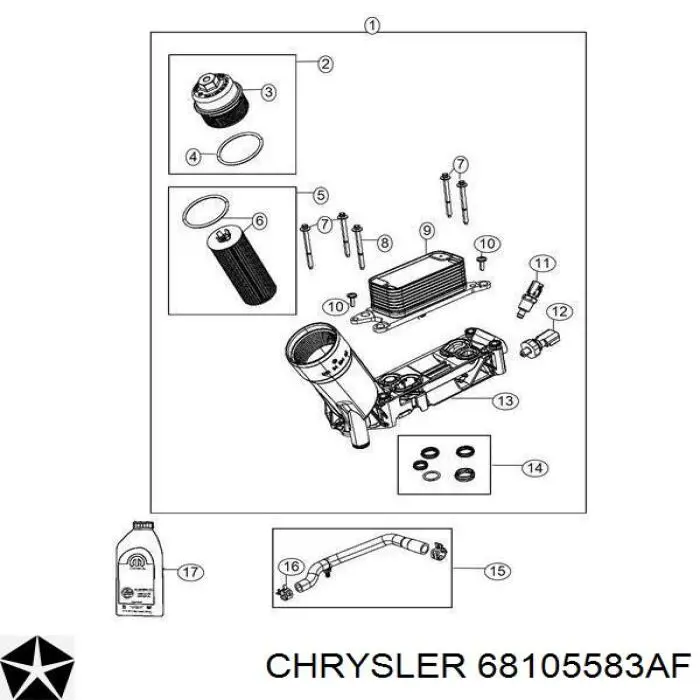 Купить 68105583AF Chrysler Корпус масляного фильтра